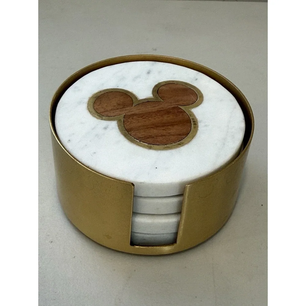 Mickey IMouse Icon Homestead Marble Coaster Set Disney 4 Total